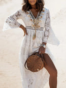 Helena - Vestido Longo Boho com Renda