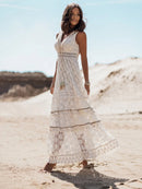 Helena - Vestido Longo Boho com Renda